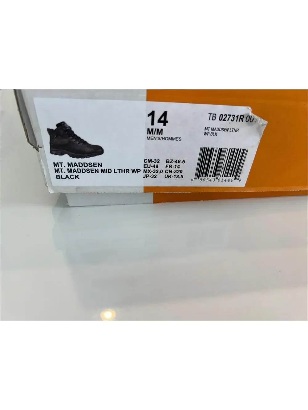 Men's Timberland  Mt. Maddsen Black Boots Size 14